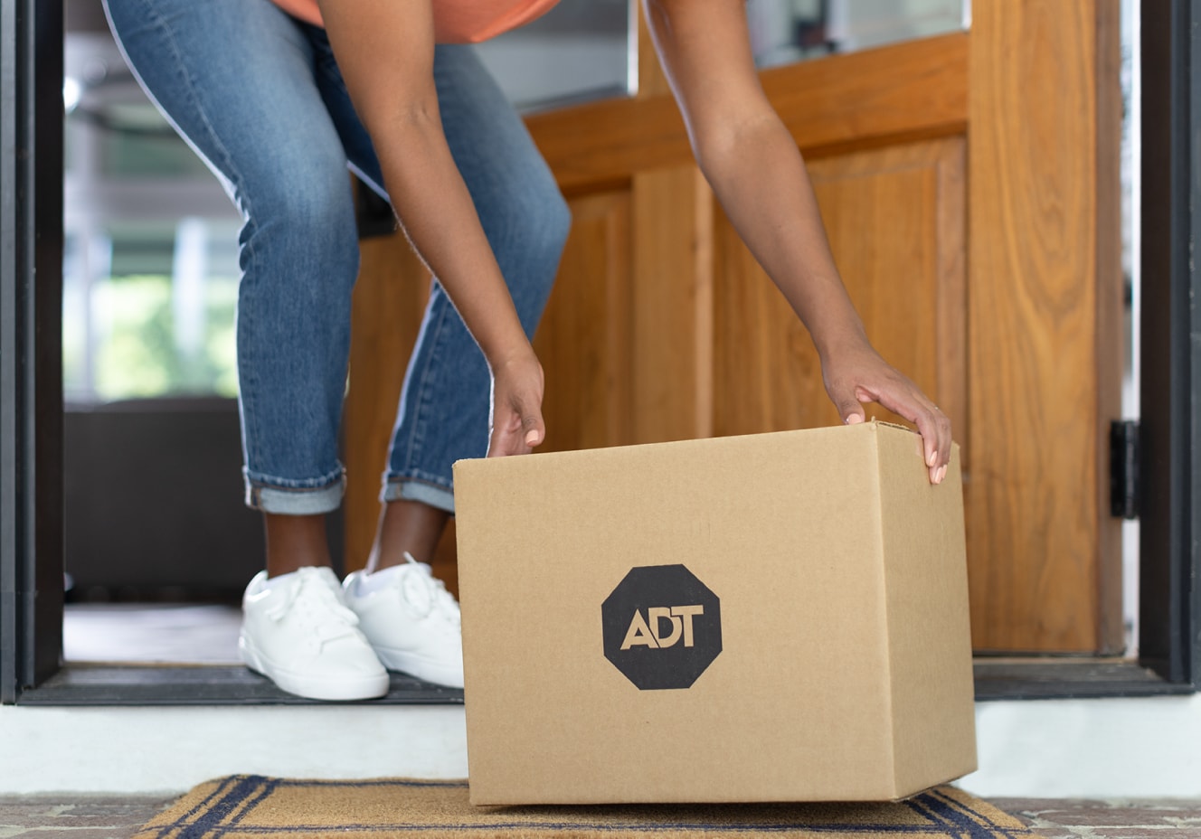 ADT customer getting their ADT package delivered ADT customer getting their ADT package delivered