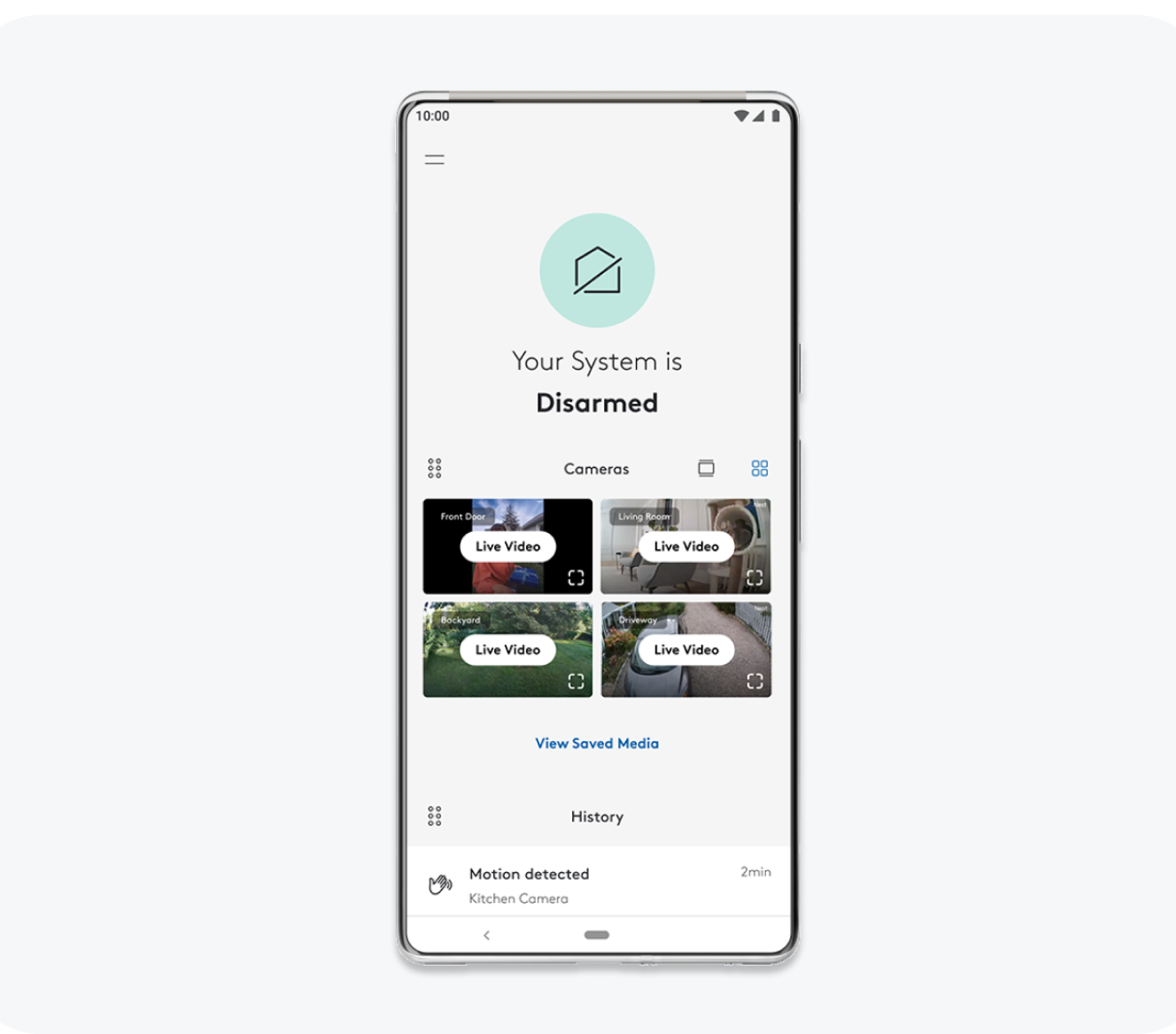 ADT app on a cell phone showing a disarmed system ADT app on a cell phone showing a disarmed system