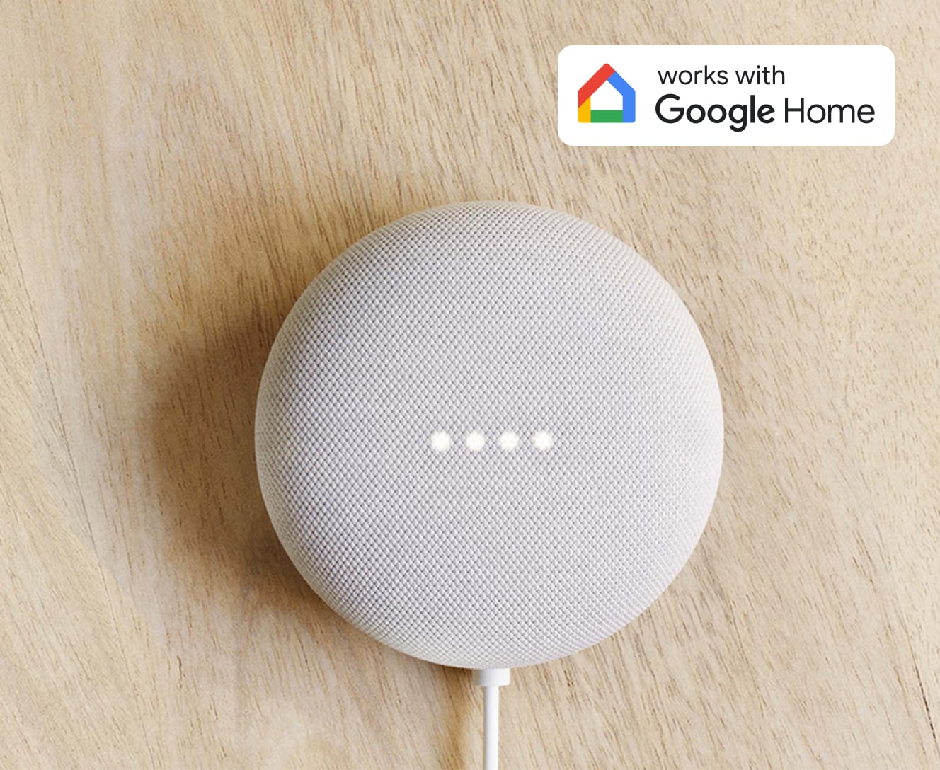 Google assistant on a wooden background Google assistant on a wooden background